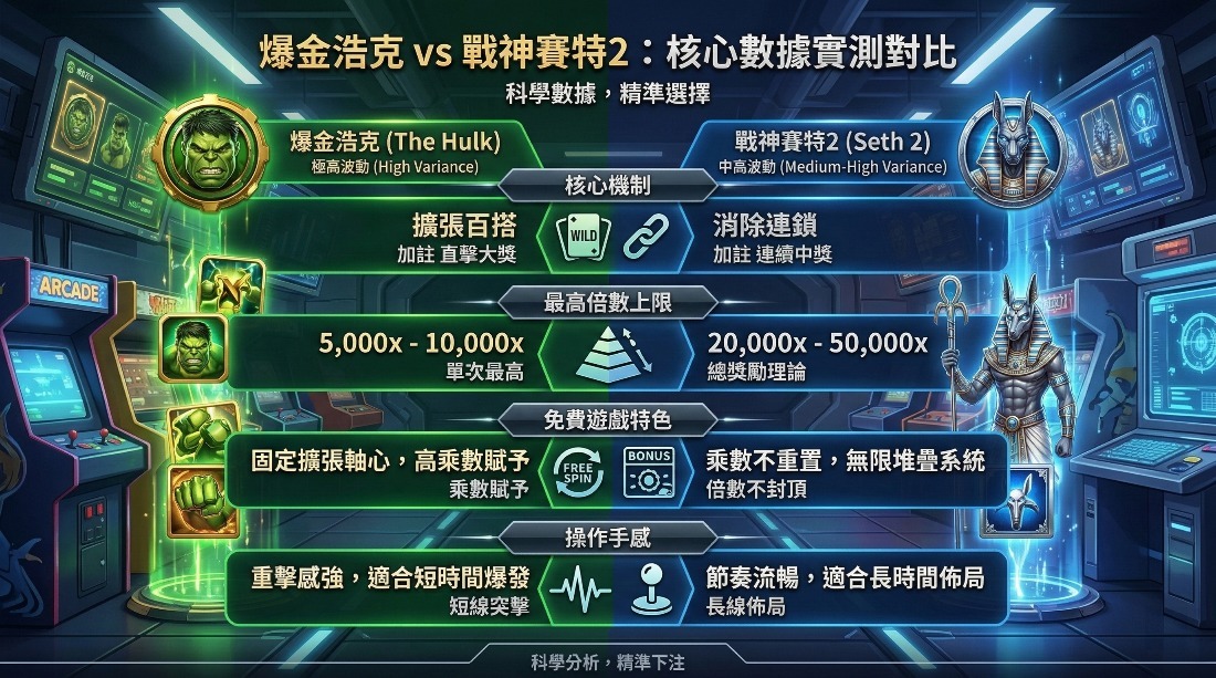 爆金浩克 VS 戰神賽特2實測：玩法差異、爆分機制與遊戲技巧解析